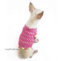 Pink Net Dog Shirts Crochet with Pearls DF18
