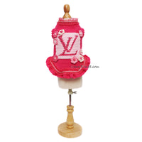 Cute Hot Pink Designer Dog Dress DF297 by Myknitt