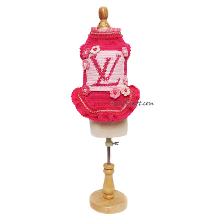 Cute Hot Pink Designer Dog Dress DF297 by Myknitt