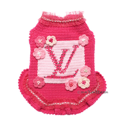 Designer dog dress Myknitt Handmade Crochet