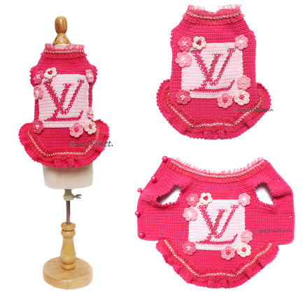 Fancy Dog Dress Custom by Myknitt, Bling-bling dog dress
