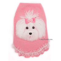 Maltese Dog Selfie Sweater , Dog Portrait Personalized, Dog Portrait Selfie Crochet by Myknitt
