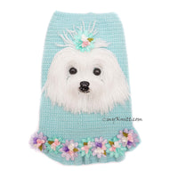 Maltese Dog Selfie Sweater , Dog Portrait Personalized, Dog Portrait Selfie Crochet by Myknitt