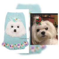 Maltese Dog Selfie Sweater , Dog Portrait Personalized, Dog Portrait Selfie Crochet by Myknitt