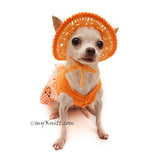 Orange Tutu Dog Dress Bling Bling With Flowers Apparel and Matching Sun Hat DF101 by Myknitt (2)