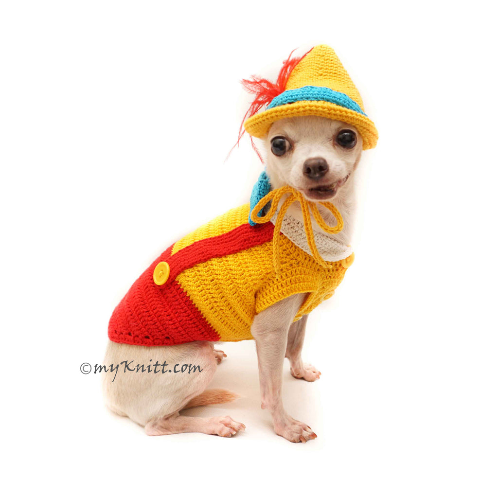 Pinocchio Dog Costumes, Dog Halloween Costumes, Crochet Dog Hat DF122