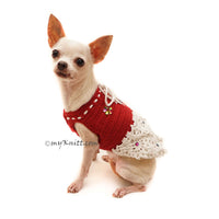 Burgundy Dog Dress, Chihuahua Dog Dress Wedding, Personalized Dog Clothes DF127