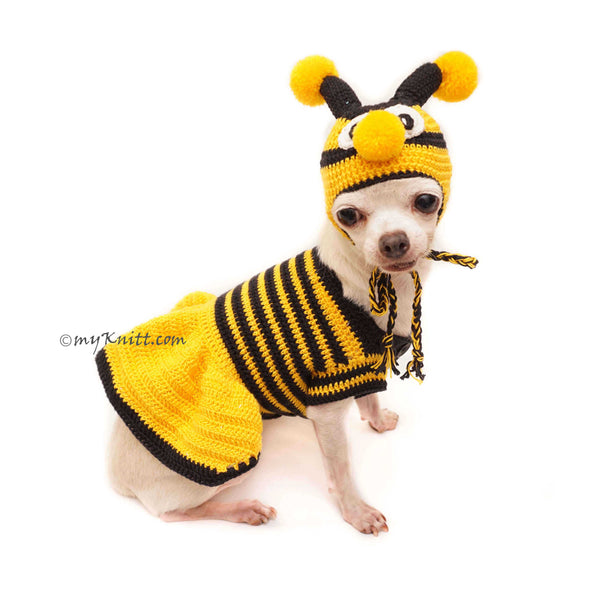 Bumble Bee Costume for Dog Bumble Bee Dog Hat Crochet DF133 Myknitt myknitt