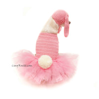 Pink Dog Tutu Dress Bunny Rabbit, Cute Pet Costume Rabbit Crochet DF147 Myknitt