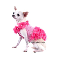 Pink Dog Dress Hawaii Crochet Flower DF14
