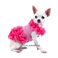 Pink Dog Dress Hawaii Crochet Flower DF14