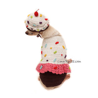 Cupcake Dog Costume Crochet, Birthday Cake Dog Clothes Funny DF162 by Myknitt