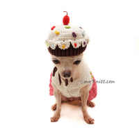 Cupcake Dog Costume Crochet, Birthday Cake Dog Clothes Funny DF162 by Myknitt