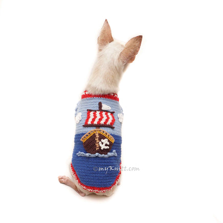 Aye Aye Captain Sailor Pirates Dog Costume Crochet DF167 Myknitt