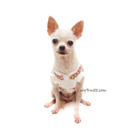 Pink Rose Crochet Pet Clothes Dog Cat by Myknitt