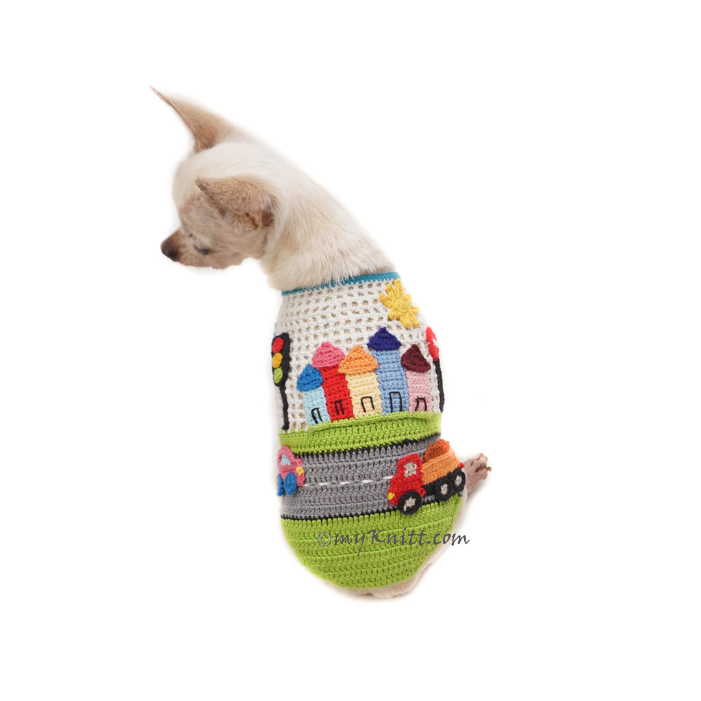 City Light Car Crochet Dog Dress DF227 Myknitt, Urban City Themed Crochet