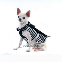 Black and White Dog Dresses with Lace Bow Handmade Crochet DF54
