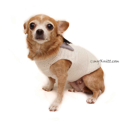 White Elegant Dog Tuxedo Wedding Costume, Chihuahua Wedding Tuxedo DF96 by Myknitt (1)