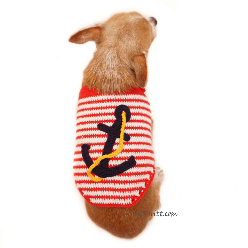 Captain Marine Dog Costume Sailor Navy Pet Clothes Crochet DF97