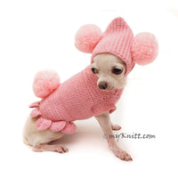 Pink Dog Clothes Bunny Pom Pom Hat Cute Knitting Pet Sweater DF99 by Myknitt (1)