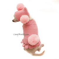 Pink Dog Clothes Bunny Pom Pom Hat Cute Knitting Pet Sweater DF99 by Myknitt (2)