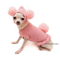 Pink Dog Clothes Bunny Pom Pom Hat Cute Knitting Pet Sweater DF99 by Myknitt (3)