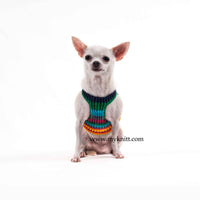 Rainbow Puppy Harness Hand Crochet Cotton Choke Free Adjustable Velcro DH66