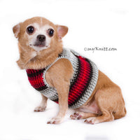 Gothic Black Red Grey Dog Harness Hook and Loop Fasteners DH73 by Myknitt