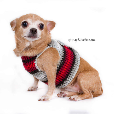 Gothic Black Red Grey Dog Harness Hook and Loop Fasteners DH73 by Myknitt