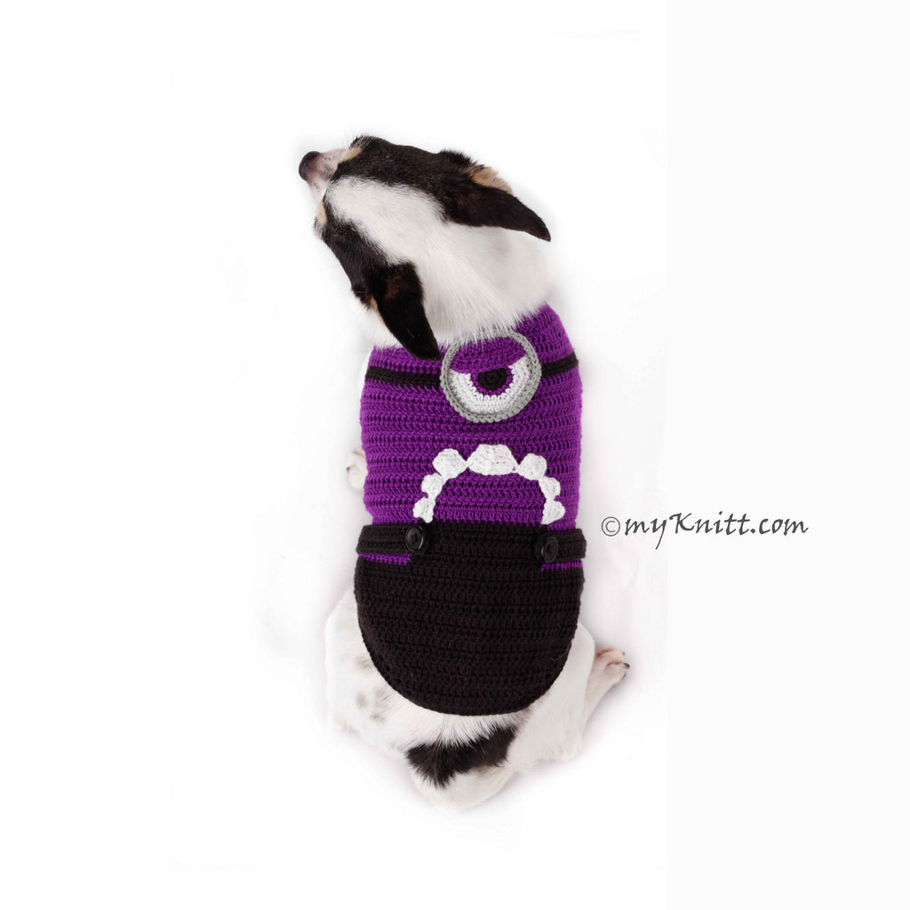 Evil Minion Dog Costume Purple Despicable Me Pet Clothes Halloween DK782