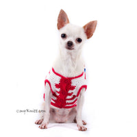 Red White Blue July 4th Dog Clothes Wavy Crochet with Ribbon DK793 Myknitt (3)