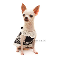 Black and White Dog Dress, Crochet Lace Dress, Chihuahua Clothes DK999