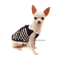 Black and White Dog Dress, Crochet Lace Dress, Chihuahua Clothes DK999
