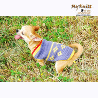 Blue Dog Clothing Cat Clothes Cotton Crocheted Flower DK818 by Myknitt