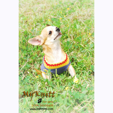 Blue Dog Clothing Cat Clothes Cotton Crocheted Flower DK818 by Myknitt (2)