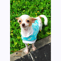 Turquoise Dog Coat Cute Cat Clothes Handmade Crocheted DK819 by Myknitt (3)