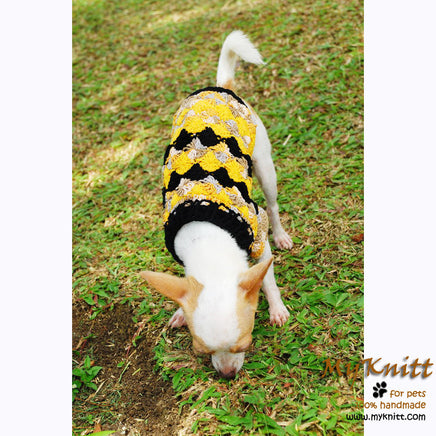 Black Yellow Diamond Chihuahua Clothes Cotton Knitting DK823 by Myknitt (2)