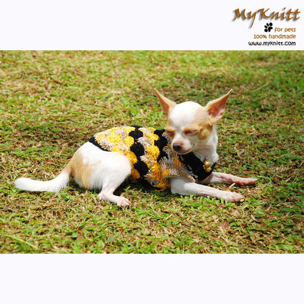 Black Yellow Diamond Chihuahua Clothes Cotton Knitting DK823 by Myknitt