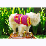 Pink Fuchsia Flower Dog Clothes Unique Handmade Crochet DK833 by Myknitt (3)