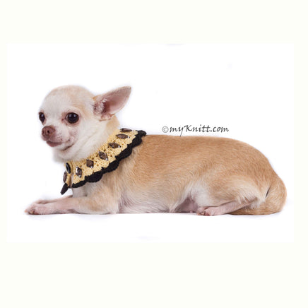 Boho Dog Necklace with Black Rhinestones Accessories DN17 by Myknitt (2)