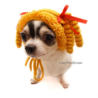 Marie Antoinette Wig Costume, Pig Tail Dog Wig Crochet, Custom Dog Hat Crochet DW1