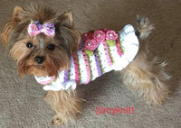 yorkshire terrier dress, crochet dog sweater small dog, dog flower girl dress Myknitt