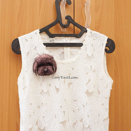 Poodle Dog Pin Portrait by Myknitt