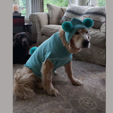 Bunny Dog Costume Teal, Pom Pom Dog Hat, Handmade Crochet Funny Dog Outfits DF109