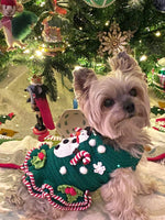 custom dog clothes for yorkie, custom yorkie clothes, christmas dress for yorkie Myknitt