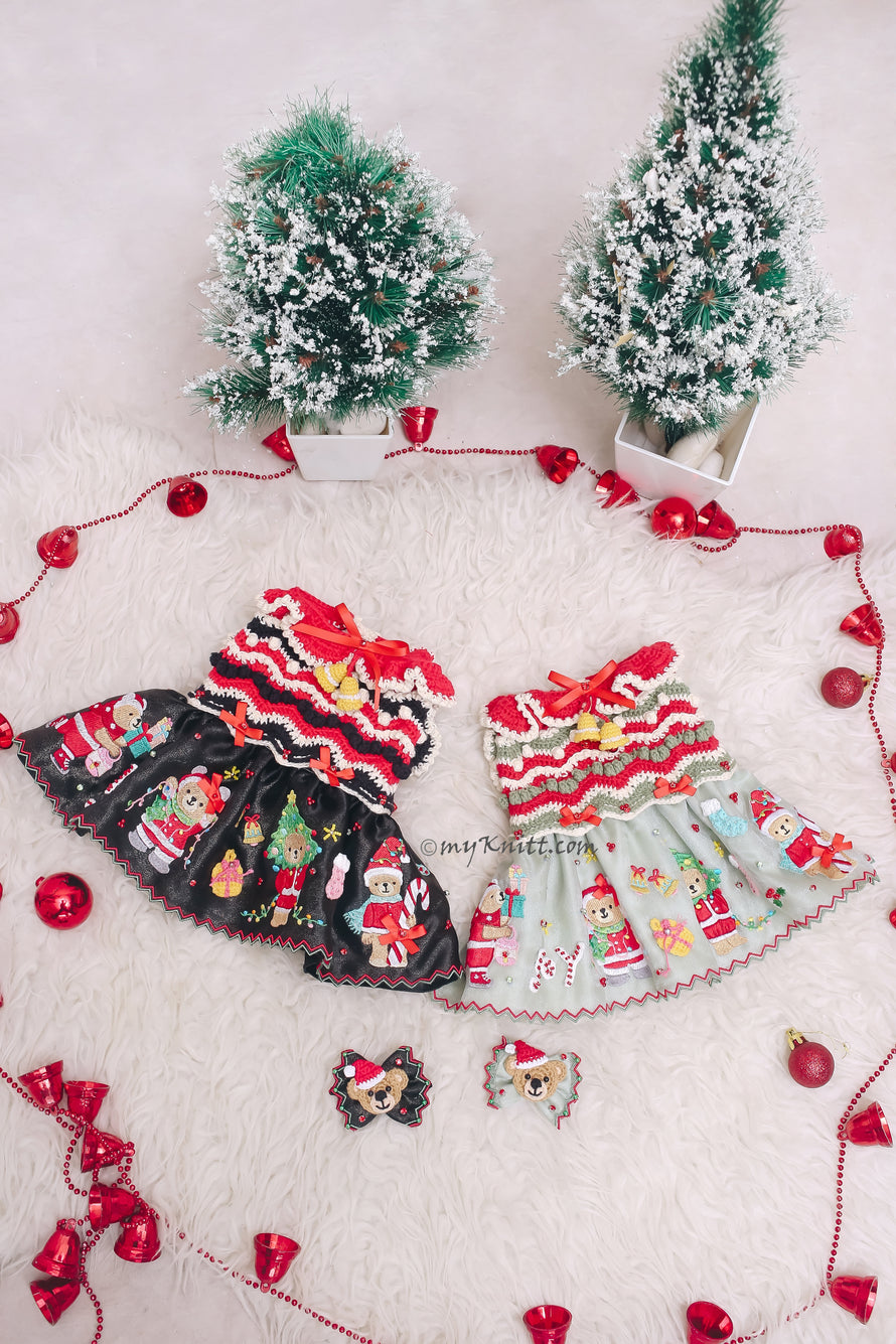 Christmas Teddy Bear Royal Myknitt Pet Dress