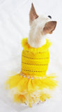 Yellow Dog Tutu Dress with Feather and Crystal DF13