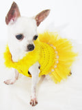 Yellow Dog Tutu Dress with Feather and Crystal DF13