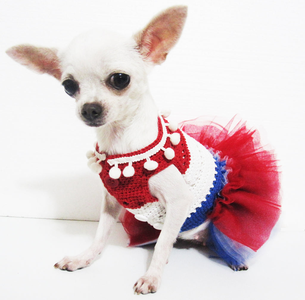 Red White Blue Patriotic Dog Dress DF16 Myknitt