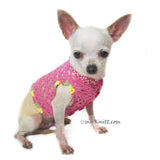 Pink Net Dog Shirts Crochet with Pearls DF18